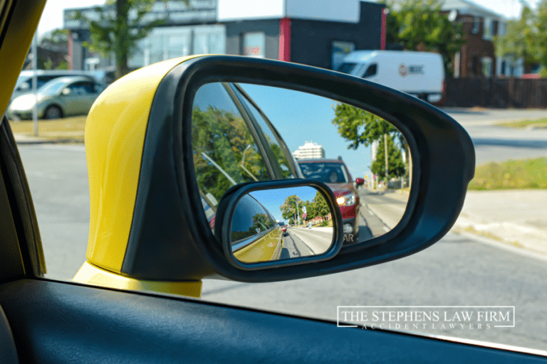 Close up of a passenger-side mirror
