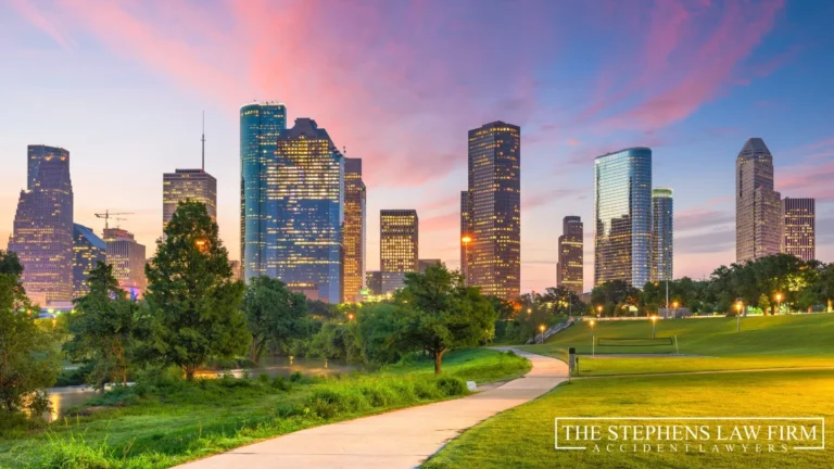 houston skyline and road