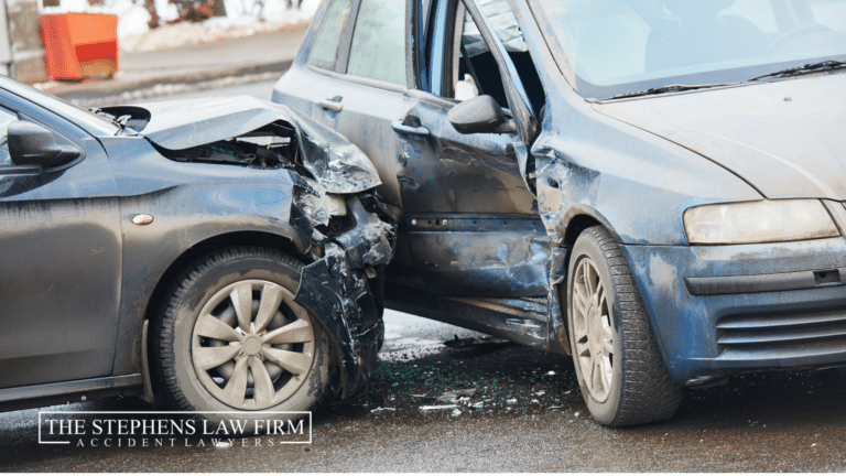 T Bone Accident between two dark blue cars