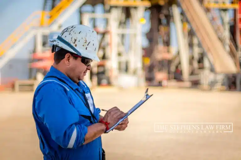 an oil field engineer documenting while on the field